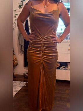 Velvet Draped Ruched Slip Dress